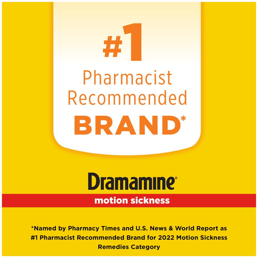 Dramamine Non-Drowsy, Motion Sickness Relief, Made with Natural Ginger, 18 Count, 2 Pack