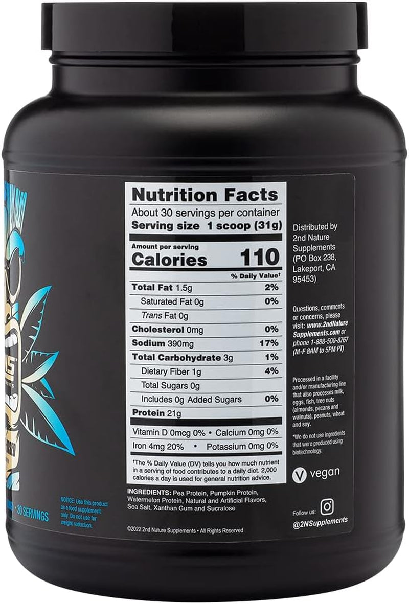 2Nd Nature Supplements – Plant-Based Protein, Vanilla, 30 Servings, 2.2 LB – 21G Vegan Protein & Eaas to Support Muscle Growth & Recovery – No Sugars Added & Made without Soy, Gluten or Gmos