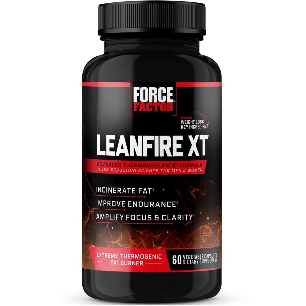 Leanfire XT Thermogenic Fat Burner Supplement for Men and Women with Green Tea Extract and L-Theanine to Double Weight Loss and Increase Energy and Endurance, Force Factor, 60 Capsules