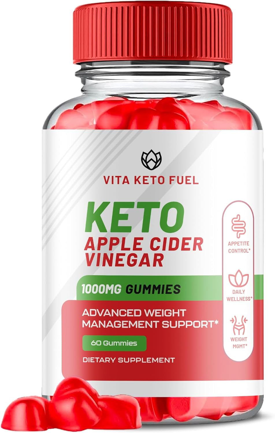 (1 Pack) Vita Keto Fuel Keto ACV Gummies - Apple Cider Vinegar Supplement for Weight Loss - Energy & Focus Boosting Dietary Supplements for Weight Management & Metabolism - Fat Burn - 60 Gummies