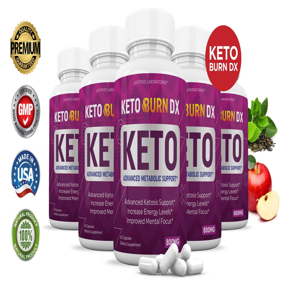 (5 Pack) Keto Burn DX Pills 800MG Includes Apple Cider Vinegar Gobhb Exogenous Ketones Advanced Ketosis Support for Men Women 300 Capsules