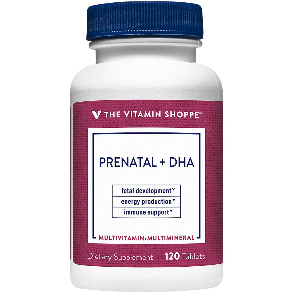 The Vitamin Shoppe Prenatal + DHA Multivitamin, Supports a Healthy Pregnancy & Fetal Development (120 Tablets)