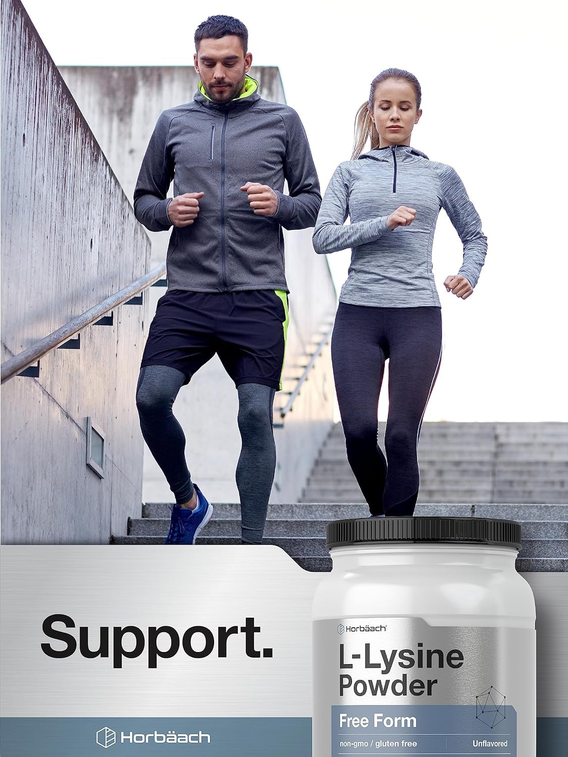 L-Lysine Powder | 2.2 Lbs | Unflavored Free Form Supplement | Vegetarian, Non-Gmo, Gluten Free Formula | by Horbaach