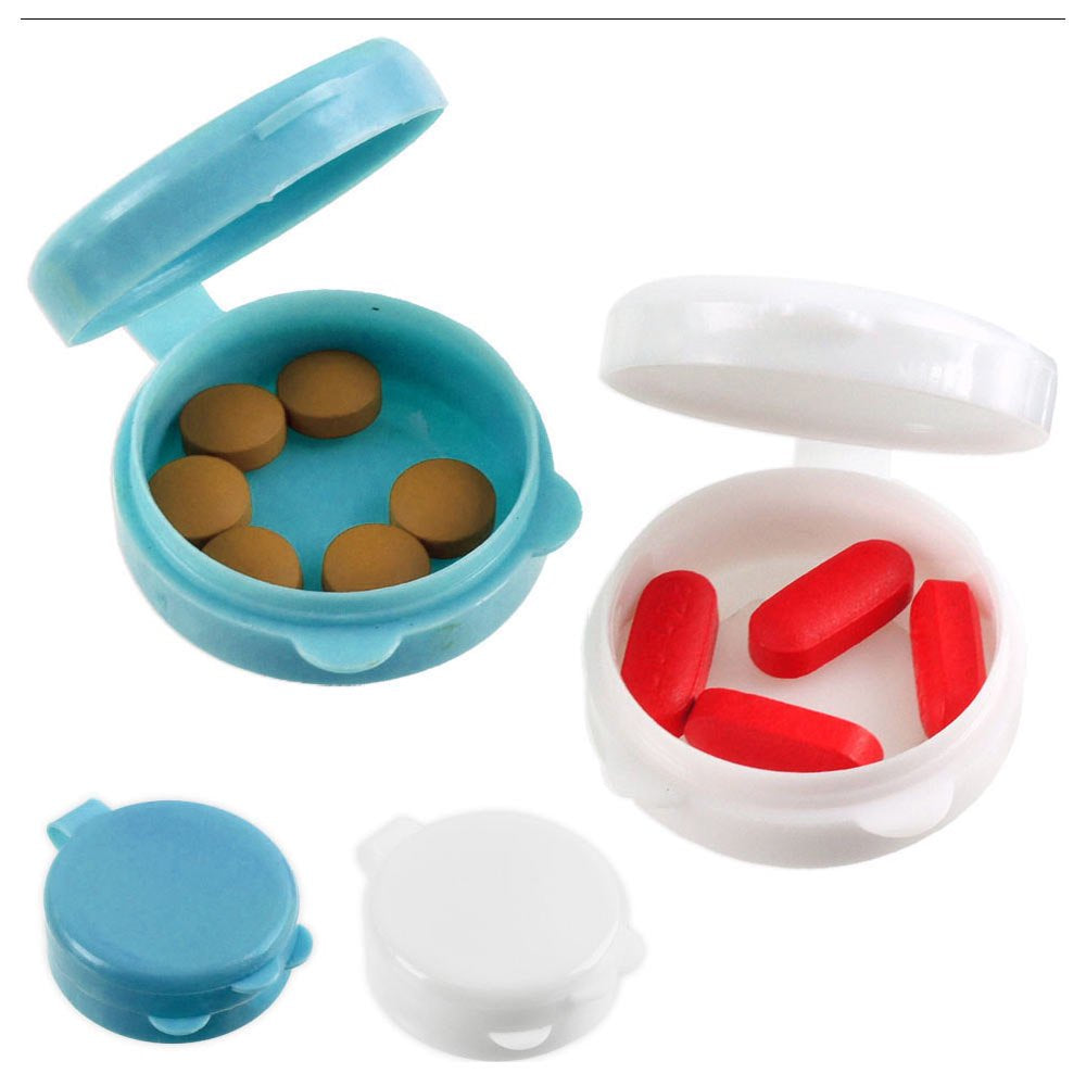 2 Pocket Pill Caddy Travel Plastic Container Medicine Tablet Case Vitamin Holder