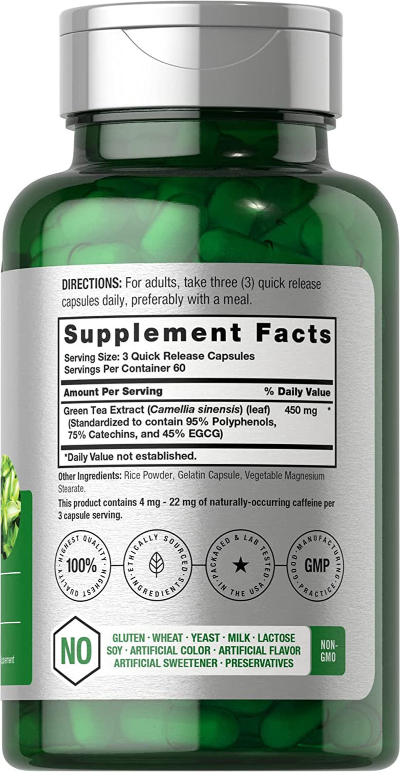 Green Tea Extract Capsules 450Mg | 180 Count | by Horbaach
