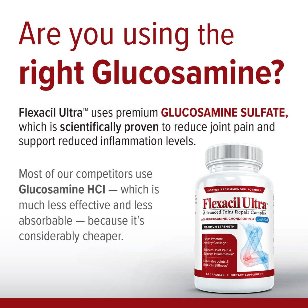 FLEXACIL ULTRA Best Joint Formula, Glucosamine Chondroitin MSM & Hyaluronic Acid 60 Capsules