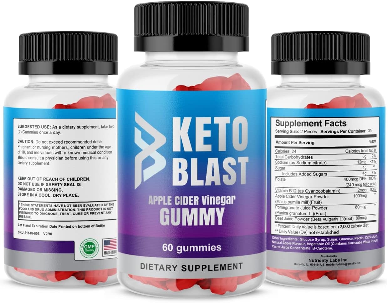 Zonata Keto Blast Gummies, 120 Count, 2 Bottles