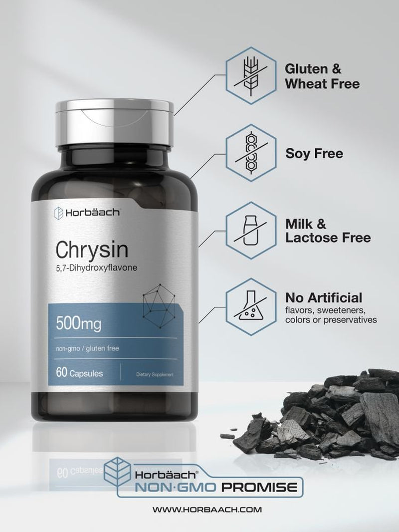 Chrysin 500Mg | 60 Capsules | Passion Flower Extract | by Horbaach