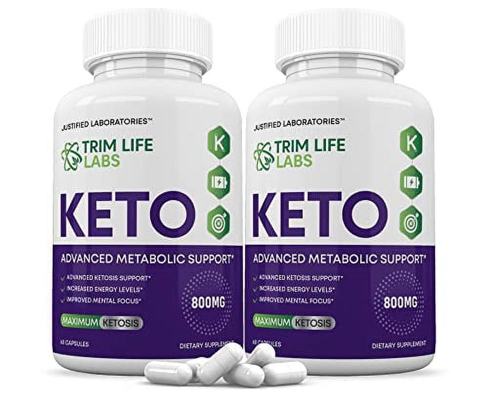 (2 Pack) Trim Life Labs Keto Pills Includes Apple Cider Vinegar Patented Gobhbâ® Exogenous Ketones Advanced Ketogenic Supplement Ketosis Support for Men Women 120 Capsules