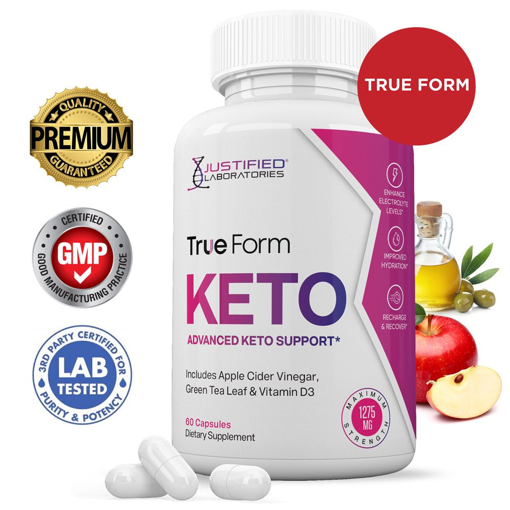 True Form Keto ACV Pills 1275Mg Alternative to Gummies Dietary Supplement 60 Capsules