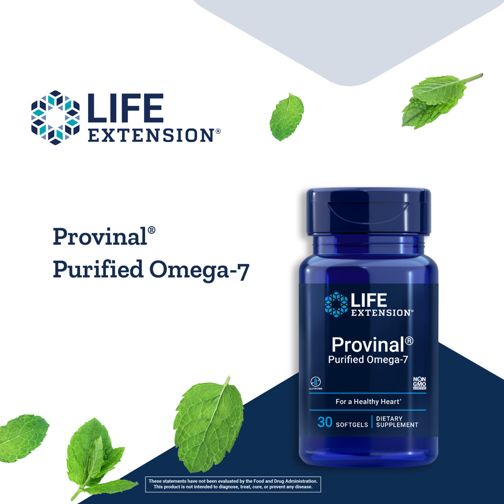 Life Extension Provinal Purified Omega-7 - Daily Essential Omega 7 Fatty Acids Supplement, Palmitoleic Acid Fish Oil for Heart Health & Inflammation Health Support - Gluten-Free, Non-Gmo - 30 Softgels