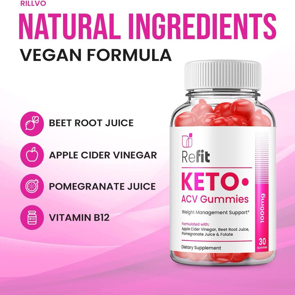 Refit Keto ACV Gummies Refit ACV Advanced Keto Formula plus Apple Cider Vinegar Keto Gummies Dietary Supplement B12 Beet Root Juice Men Women 60 Gummies