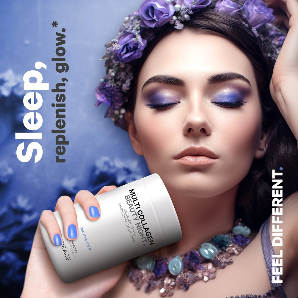 Codeage Multi Collagen Beauty Night, Magnesium, 5-HTP, Lavender, Melatonin, 5 Types Collagen + Sleep, 150 Ct