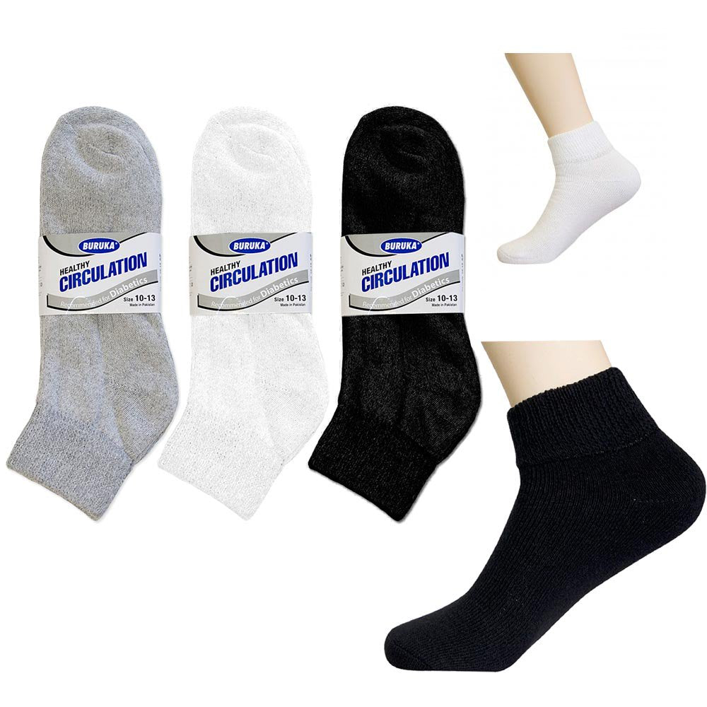 6 Pair Diabetic Ankle Circulatory Socks Health Support Mens Loose Fit Size 10-13