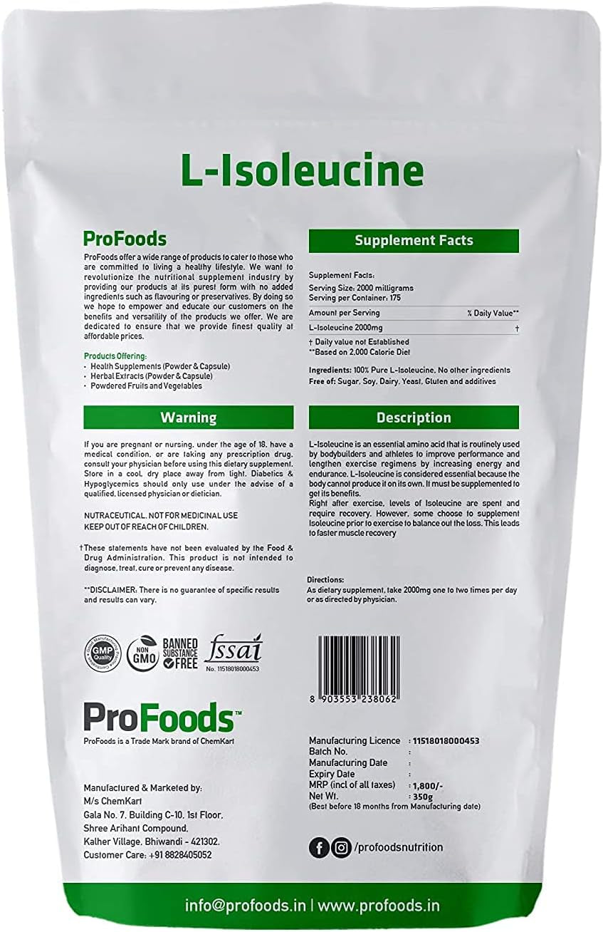 Pexal Profoods L Isoleucine Powder (350 Grams)