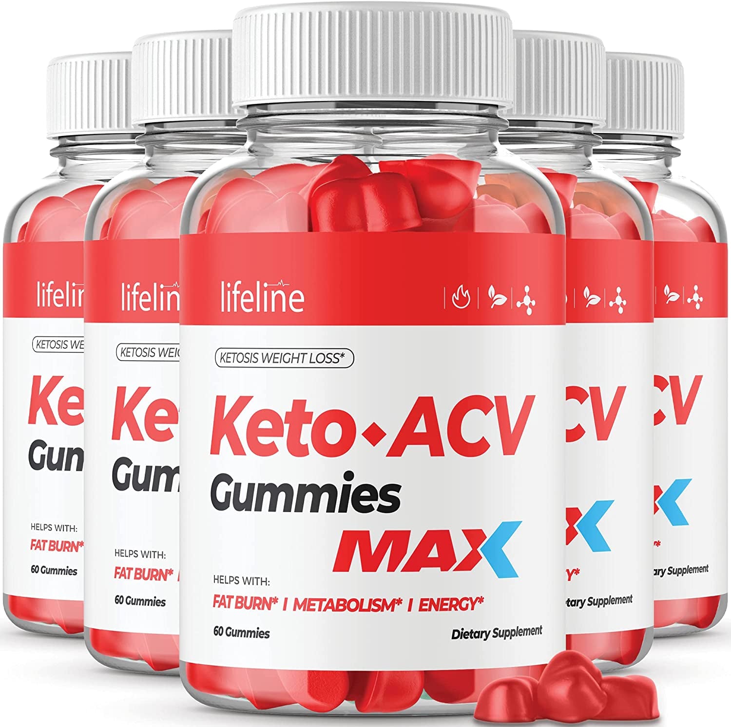 (5 Pack) Lifeline Keto Gummies, Max Strength New Formula Lifeline Keto ACV Gummies Advanced Formula Life Line Keto Gummies (300 Gummies)