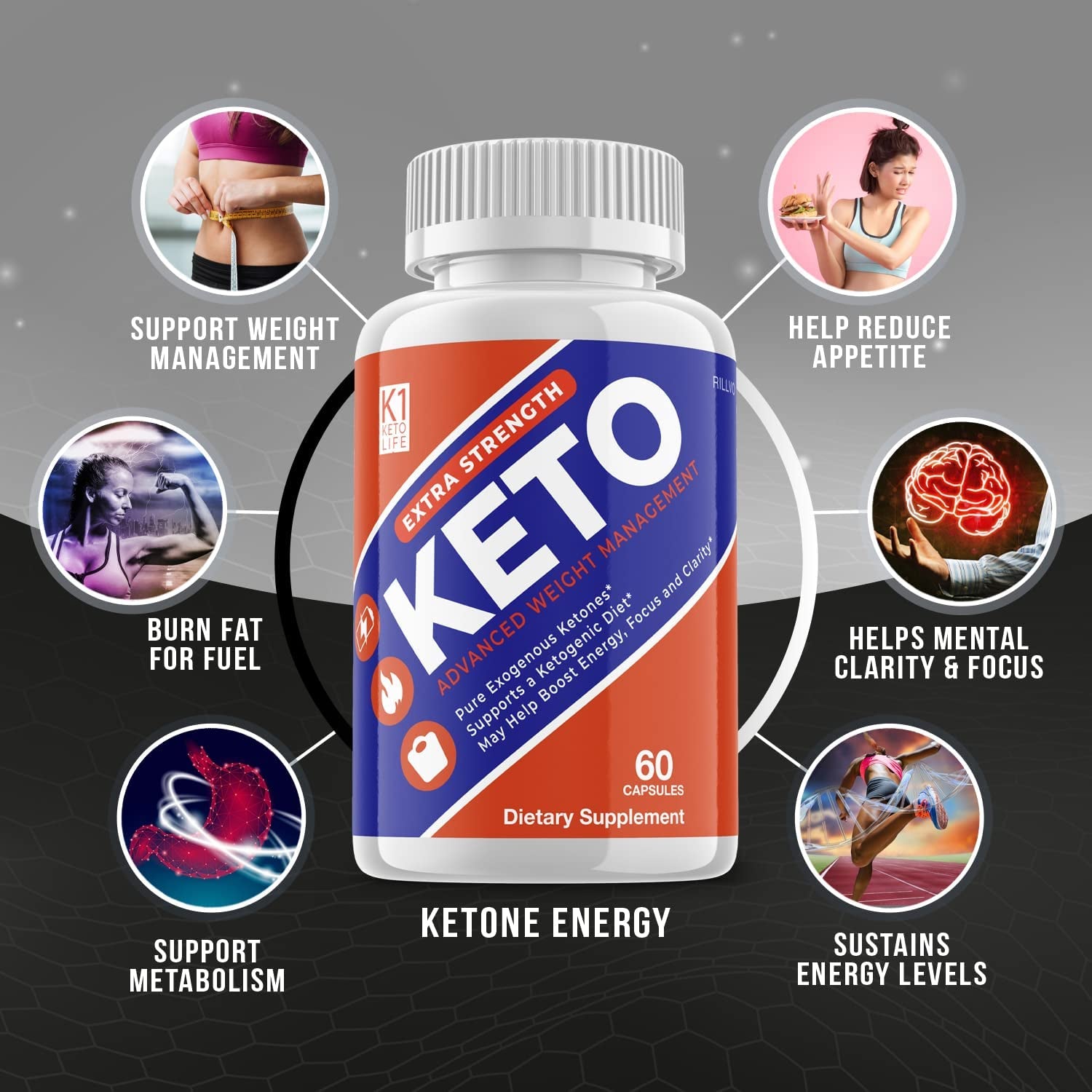 (2 Pack) K1 Keto Lifestyle Diet Supplements Advanced Ketogenic Formula (120 Capsules)