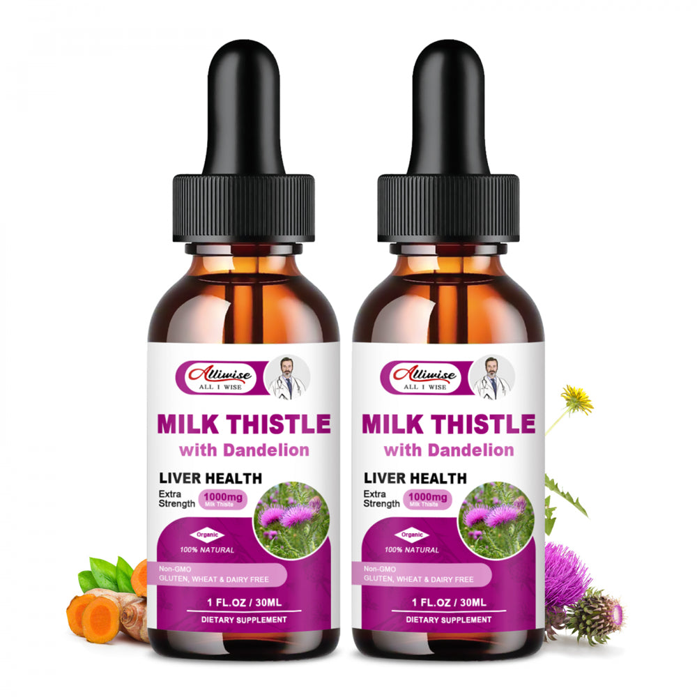 (2 PACK) Liver Health Support Liquid 60ML, 1000Mg Milk Thistle 80% Silymarin Extract & 250Mg Dandelion Root Extract, Liver Cleanse Detox, Vegan, Non-Gmo and All-Natural