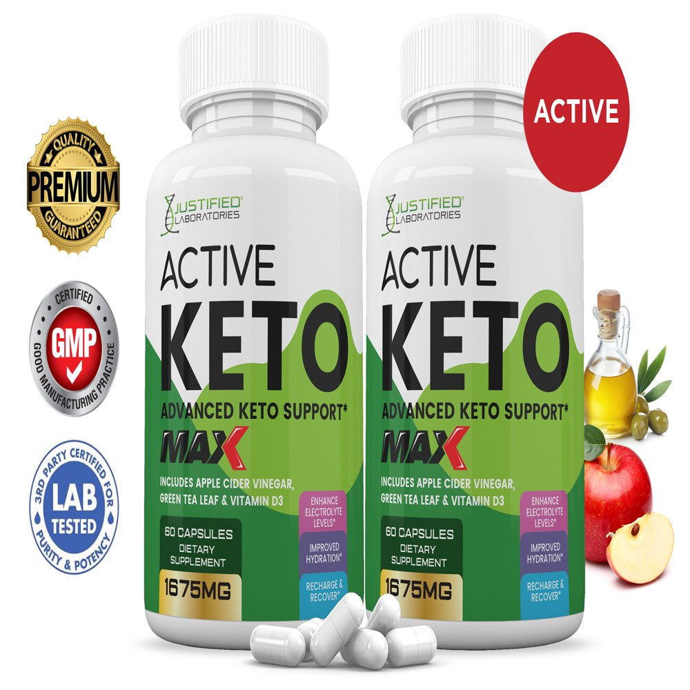 (2 Pack) Active Keto ACV MAX Pills 1675Mg Dietary Supplement 120 Capsules