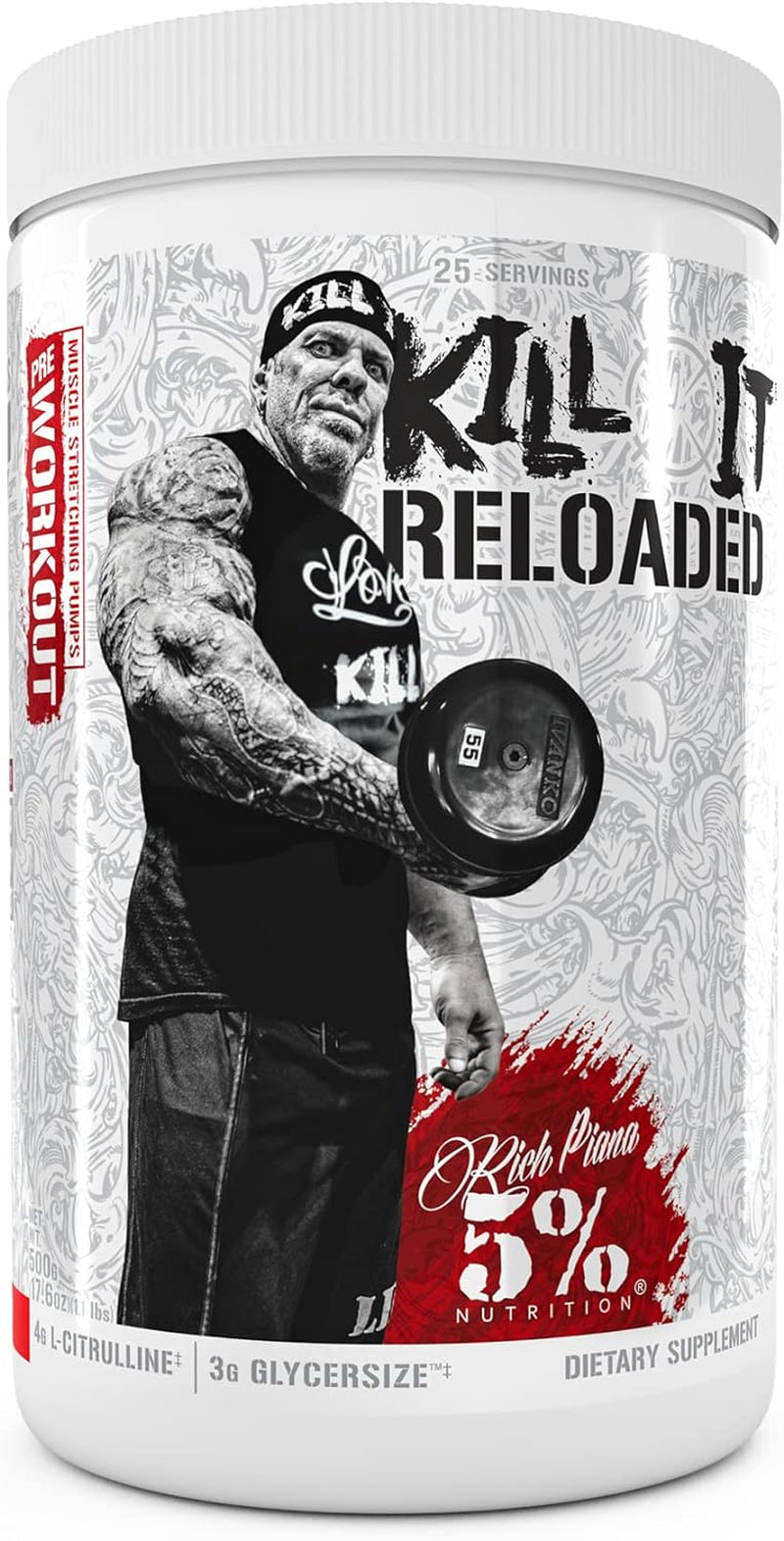 5% Nutrition Rich Piana Bundle | Alldayyoumay BCAA Powder + Kill It Reloaded High-Stim Pre-Workout (Fruit Punch)