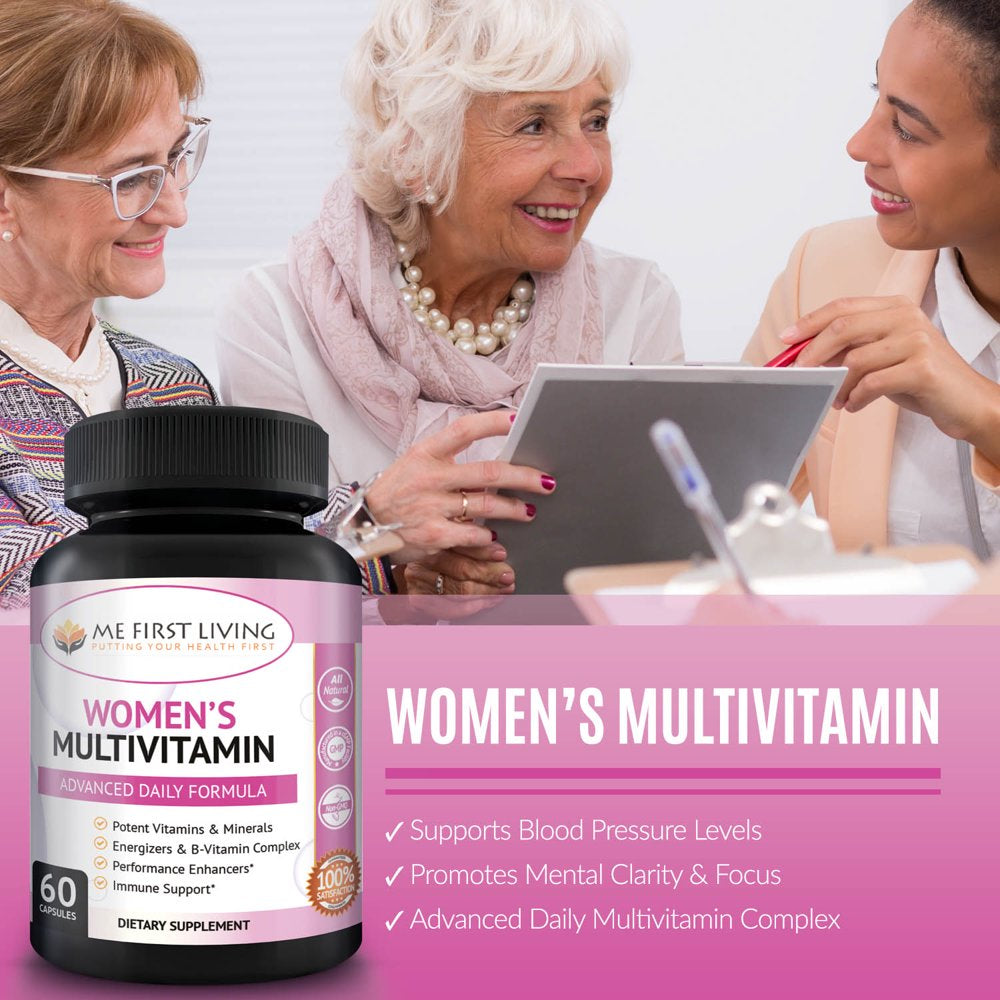 Me First Living Women'S Daily Multivitamin/Multimineral with Vitamins and Minerals, Green Tea, Magnesium, Biotin, Zinc, Calcium, Antioxidant for Women, Heart & Breast Health - 60 Multivitamins