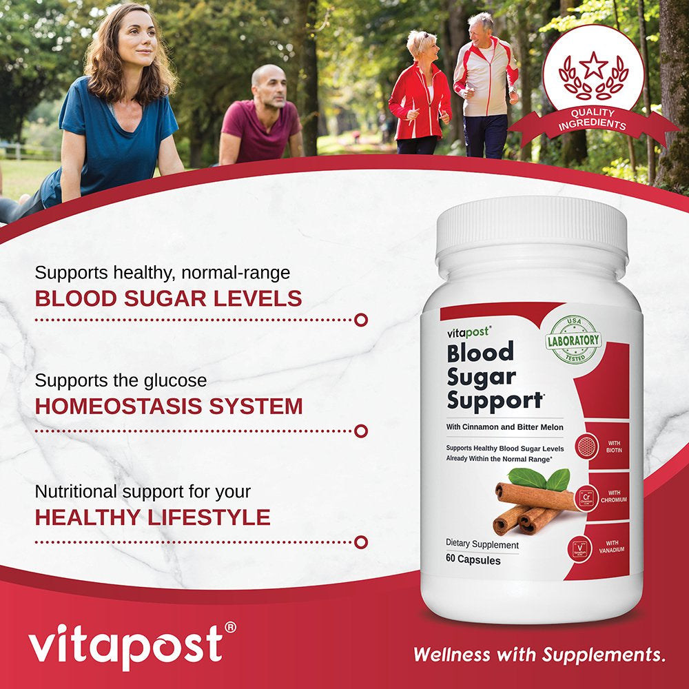 Vitapost Blood Sugar Support Supplement with Chromium and Bitter Melon - 60 Capsules