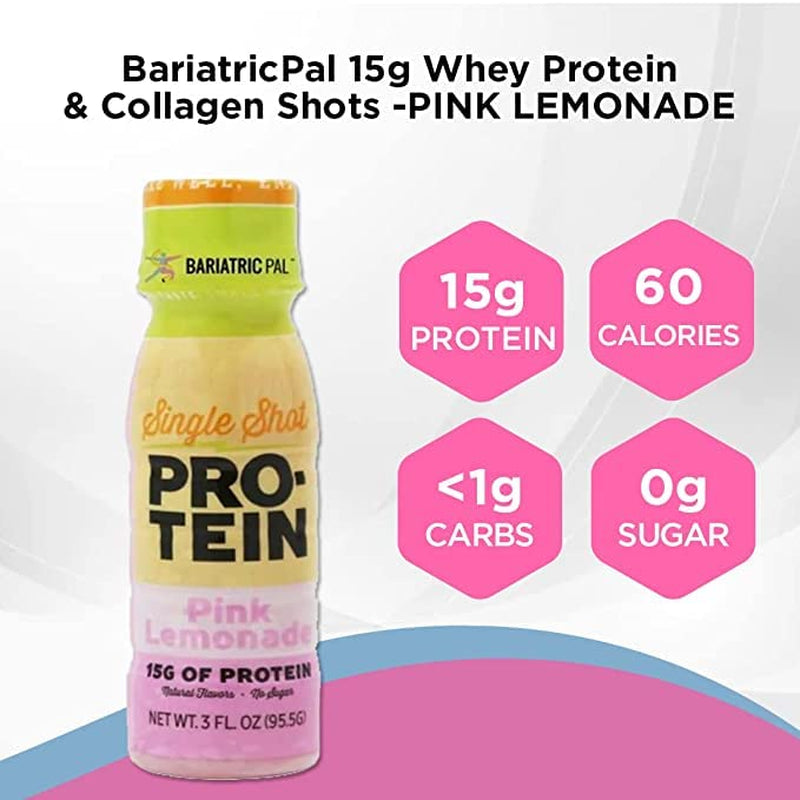 Bariatricpal Ready-To-Drink 15G Whey Protein & Collagen Shots - Pink Lemonade (24 Bottles)