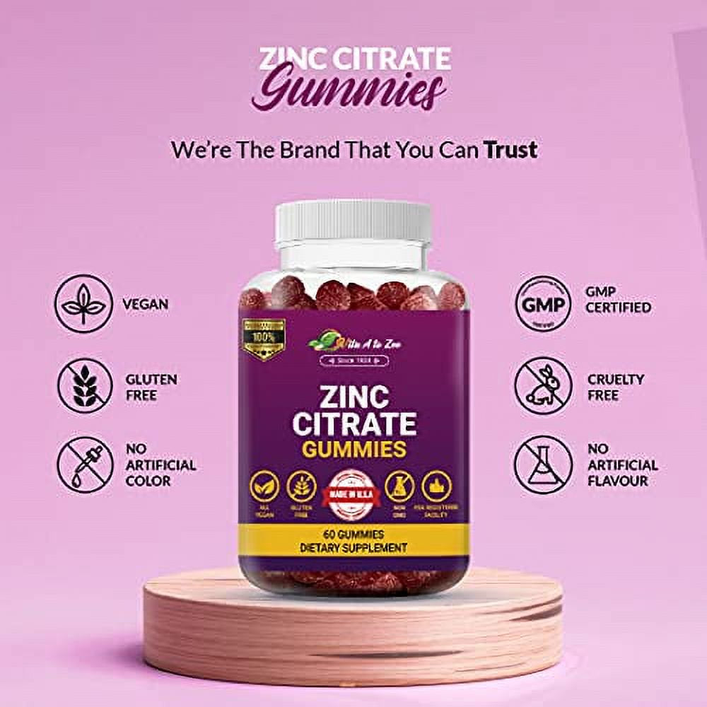 Vita a to Zee Zinc Citrate 60 Gummies Antioxidant Echinacea Immune Booster & Reduce Inflammation