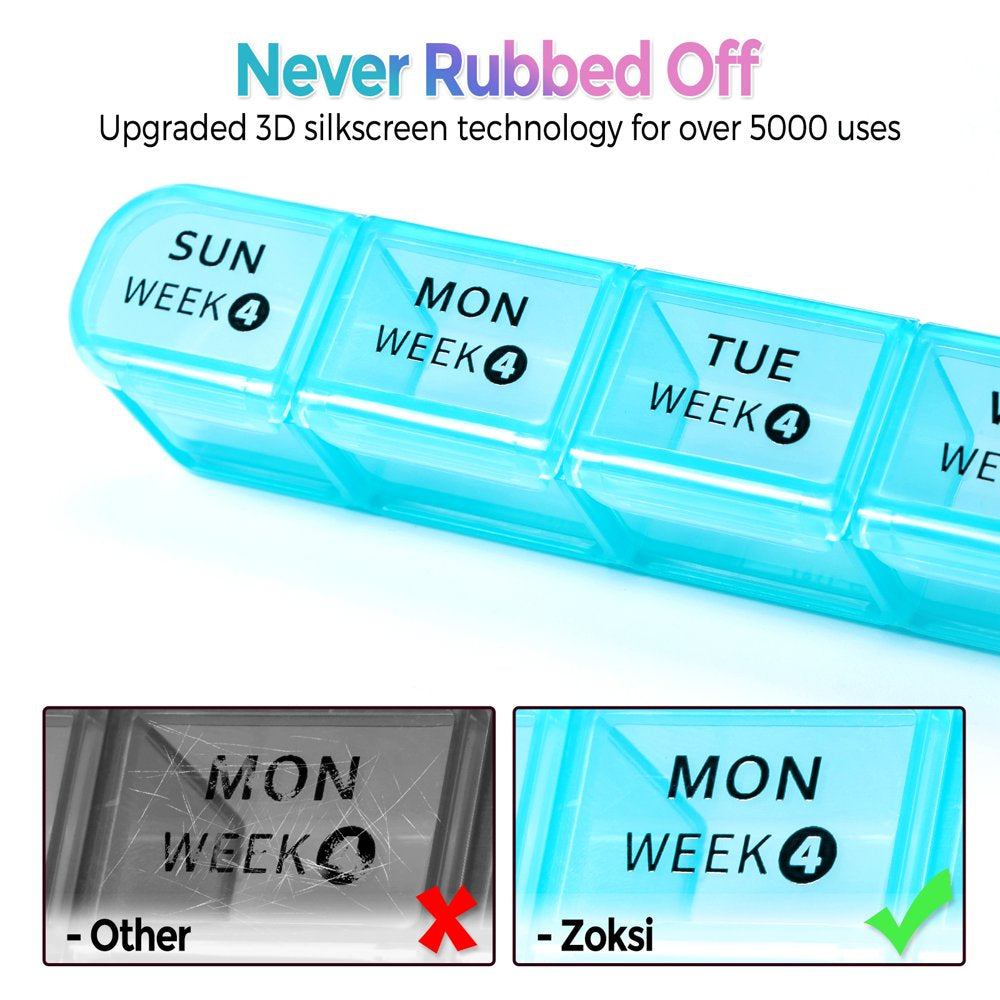 Zoksi Monthly Pill Organizer 1 Times a Day, 28 Day 4 Week Pill Box Organizer, One Month Pill Case, for Elderly, Daily Medcine Container for Vitamins, Supplement & Medication