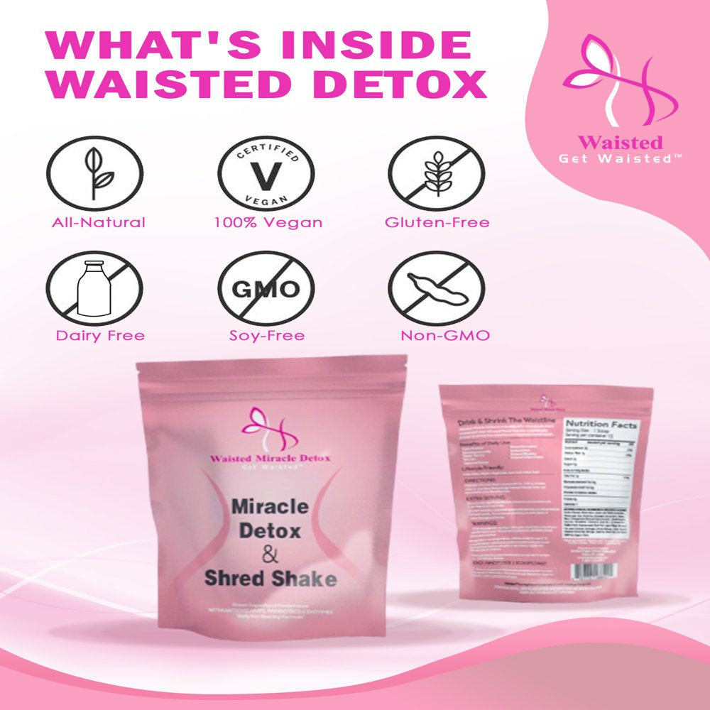 Waisted Miracle Detox & Shred Shake, Shred Belly Fat, Get Rid of Bloating, Toxins, Parasites, Feces and Kickstart Your Metabolism, 15 Servings