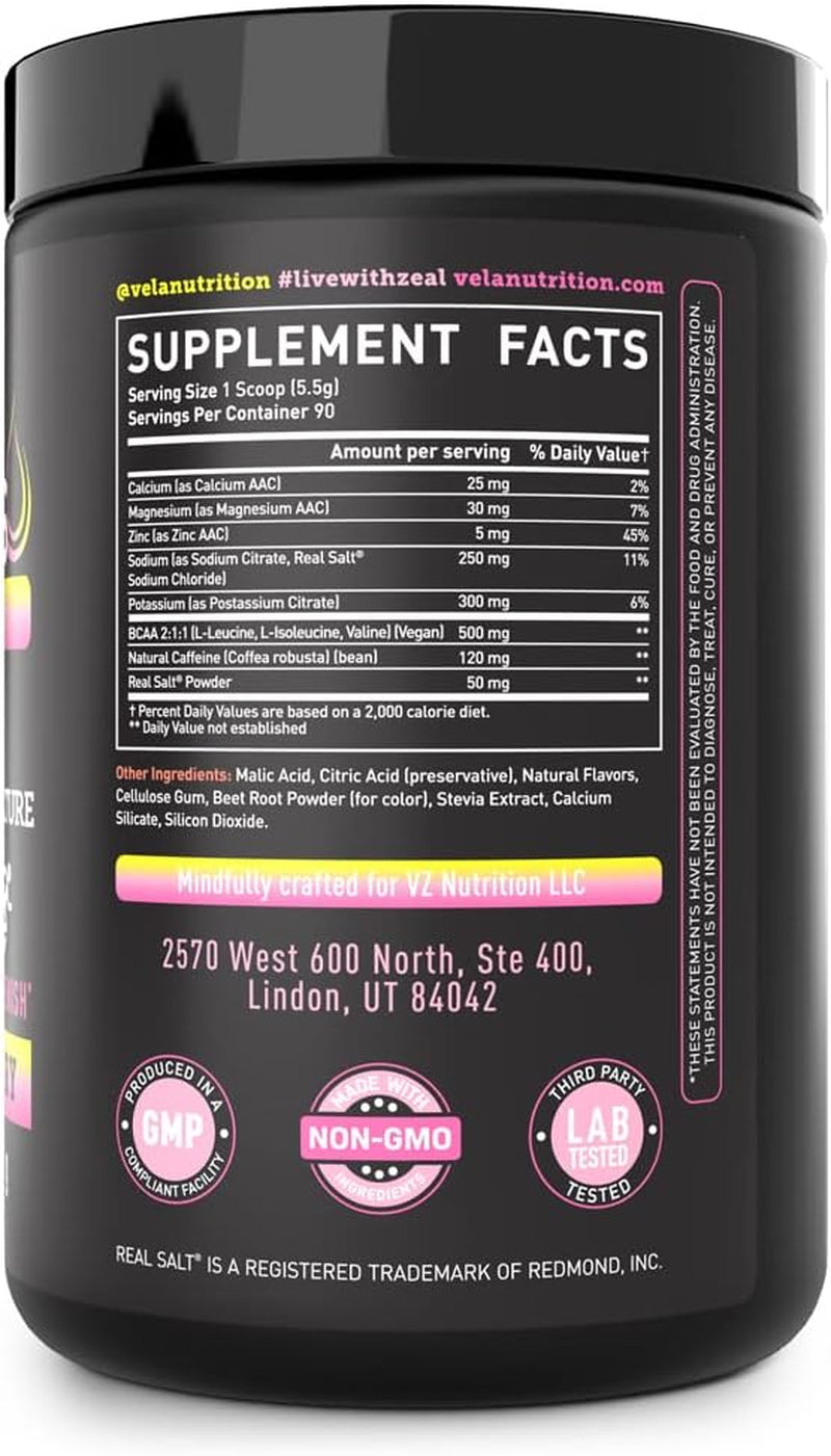 Véla Electrolyte Powder Recovery Drink + Energy (90 Servings | Lemon Berry) W Real Salt +Bcaas Sugar Free Electrolyte Supplement W Potassium Zinc & Magnesium for Hydration - Keto Electrolytes