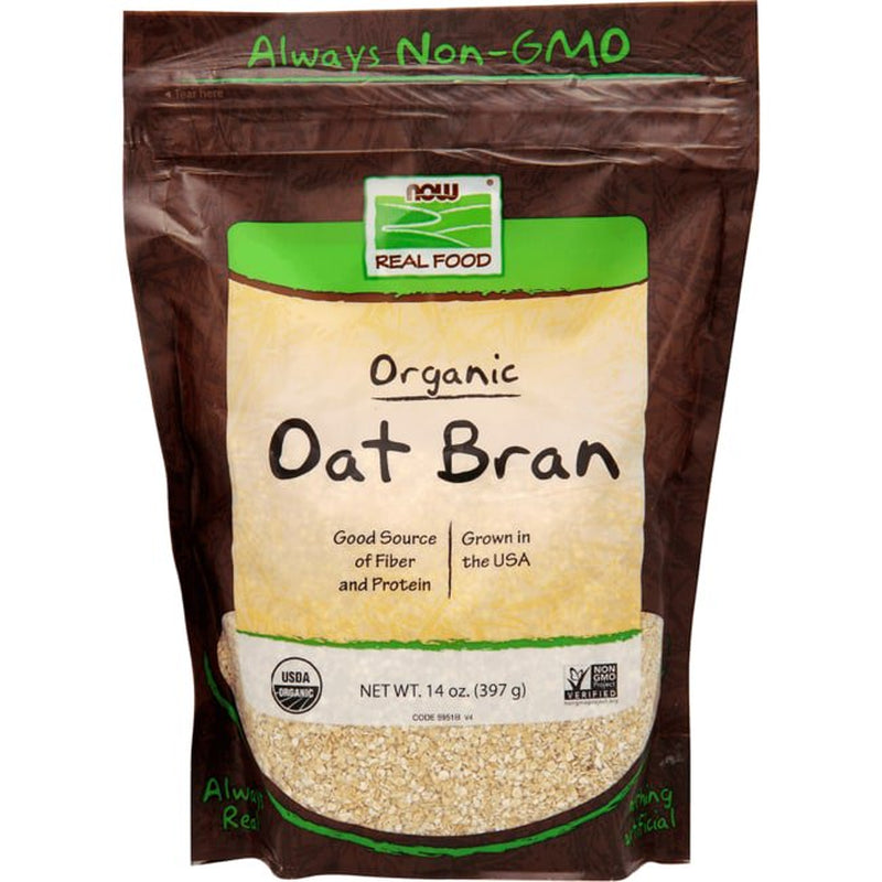 NOW Foods, Organic Oat Bran, Source of Fiber and Protein, USA Grown, 14-Ounce (Packaging May Vary)