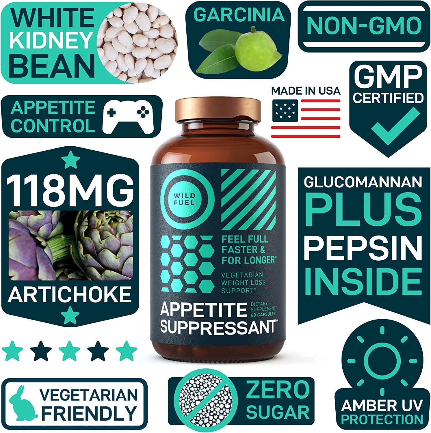 WILD FUEL Appetite Suppressant and Saffron Extract Capsules Bundle