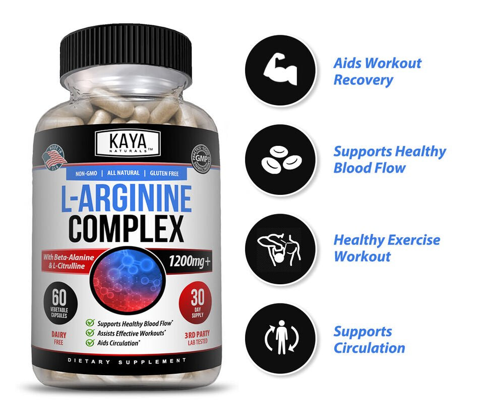 L-Arginine 60 Nitric Oxide Testosterone Booster Support 2400 Mg 60 Capsules