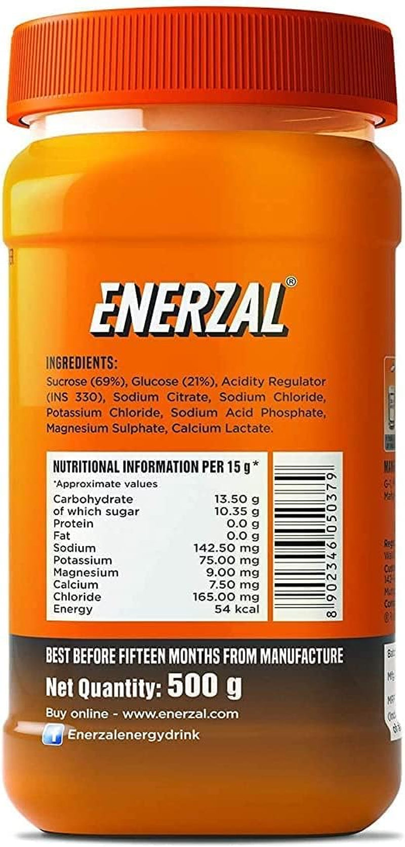 CROW Enerzal Energy Drink Powder, Orange, 500 G