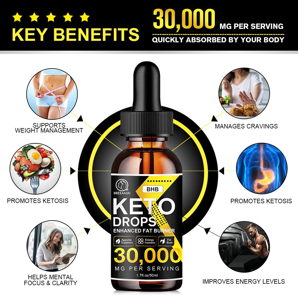 Bbeeaauu Keto Drops Supplement 50Ml 30000Mg for Weight Loss & Energy Increase