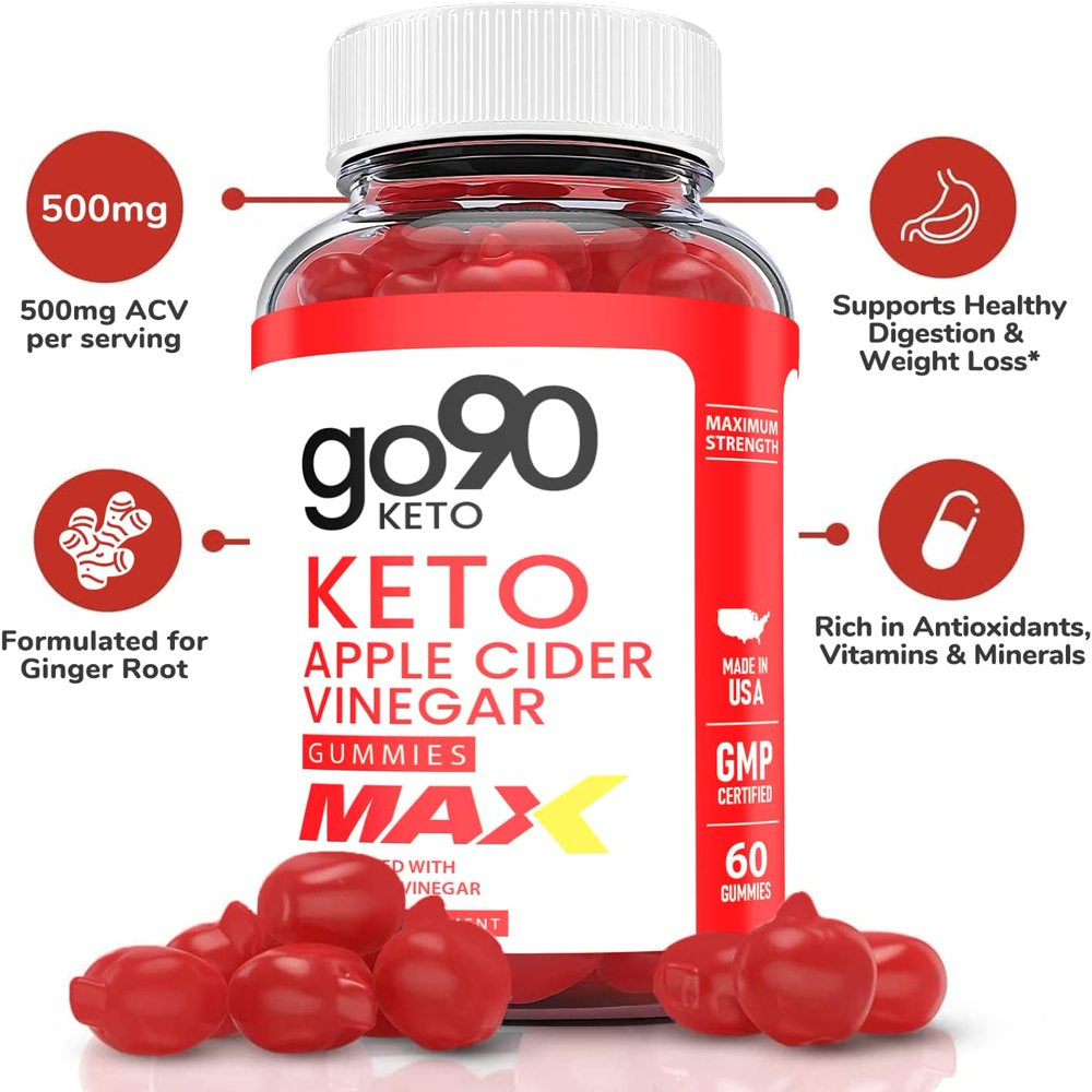 (1 Pack) Go90 Max Keto ACV Gummies - Supplement for Weight Loss - Energy & Focus Boosting Dietary Supplements for Weight Management & Metabolism - Fat Burn - 60 Gummies