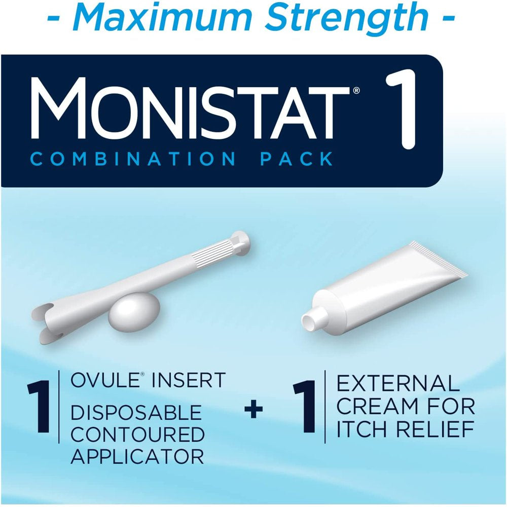 MONISTAT 1-Dose Yeast Infection Treatment for Women, 1 Ovule Insert & External Itch Cream