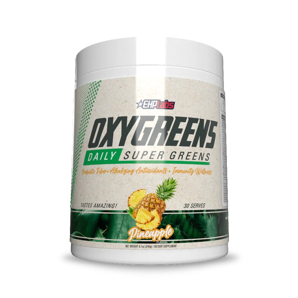 Ehplabs Oxygreens Super Greens Powder - Spirulina & Chlorella Superfood, Green Juice Powder & Greens Supplements with Prebiotic Fibre, Antioxidants & Immunity Support, 30 Serves (Pineapple)