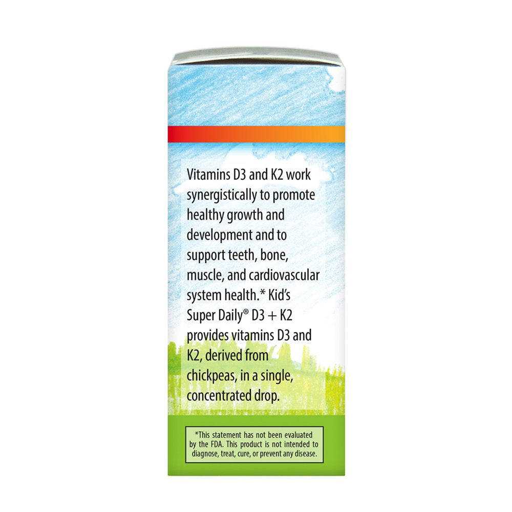 Carlson - Kid'S Super Daily D3+K2, 25 Mcg (1000 IU) & 22.5 Mcg, Liquid Vitamins D & K, Vegetarian, Unflavored, 360 Drops