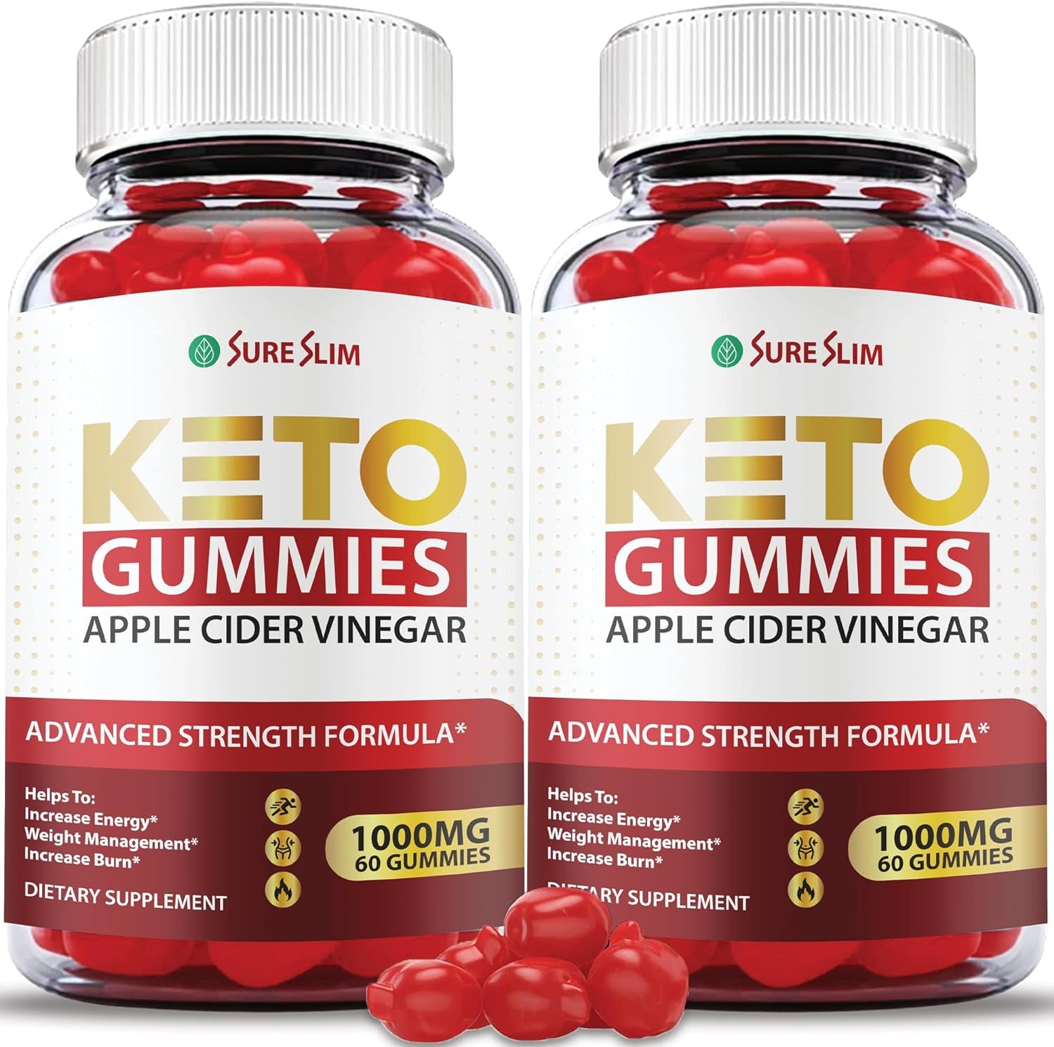 (2 Pack) Sure Slim Keto Gummies - Vegan, Non GMO Official Formula - Sure Slim ACV Keto Gummies with Apple Cider Vinegar 1000Mg, Sureslim Keto Gummies with Beet Root Juice, Pomegranate (120 Gummies)