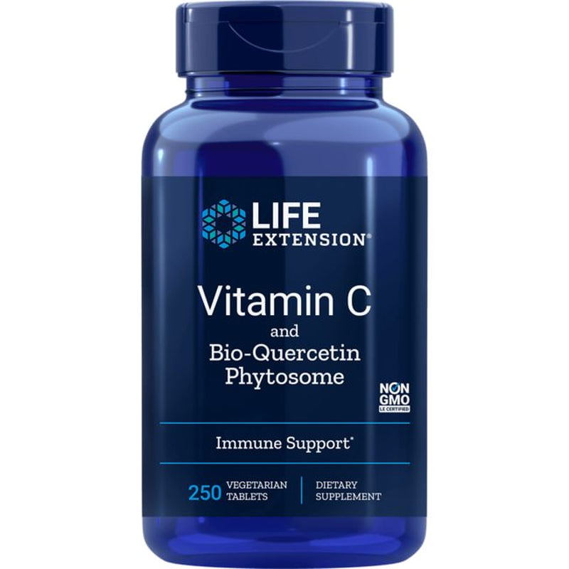 Life Extension Vitamin C and Bio-Quercetin Phytosome - Immune Support, Longevity, Collagen Formation, Healthy Iron Uptake - Gluten-Free, Non-Gmo, Vegetarian - 250 Vegetarian Tablets (250-Day Supply)