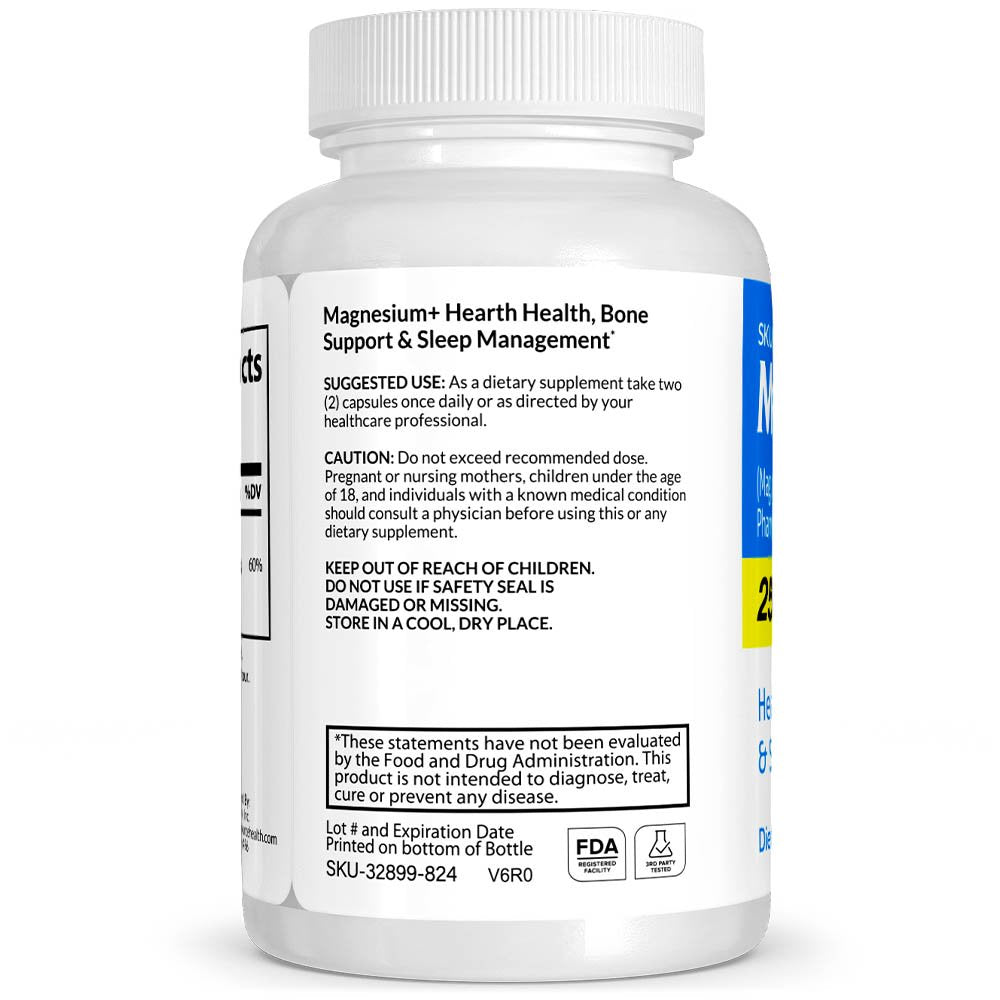 Magnesium+ Pharmaceutical Grade OTC for Heart Health, Bone Support & Sleep Management, 250 Mg, Vitasource