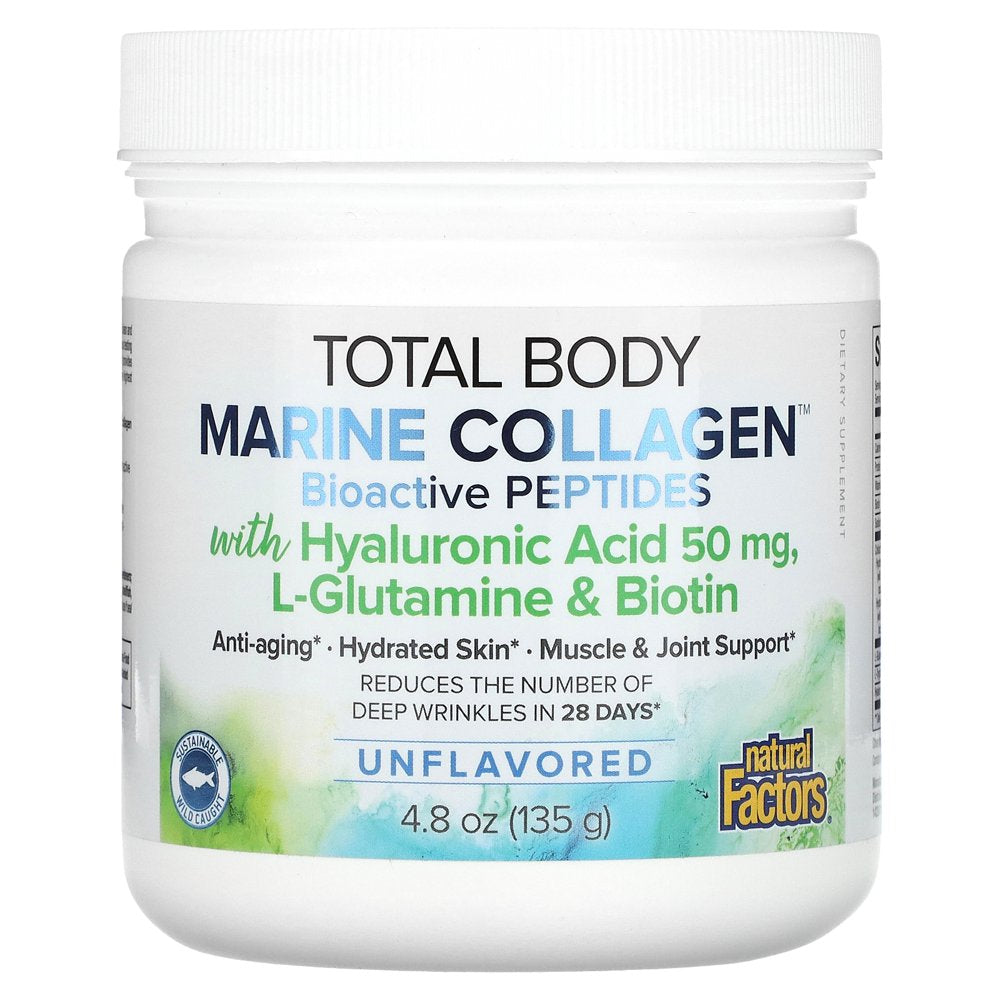 Natural Factors, Total Body Marine Collagen, Bioactive Peptides, Unflavored, 4.8 Oz (135 G)