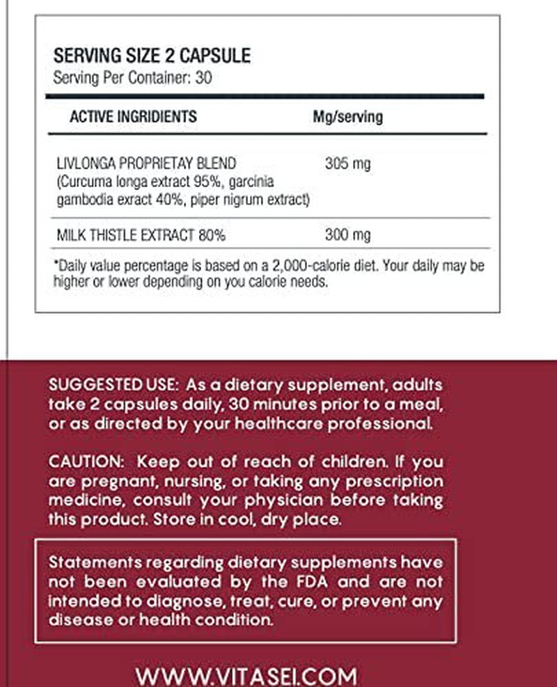 Vitasei Liver Cleanse Detox & Repair, Liver Complex W/Milk Thistle Extract, Garcinia, Curcumin C3, Bioperine, Support Herbal Dietary Supplement, Detox Formula for Women & Men, 60 Capsules (Pack of 3)