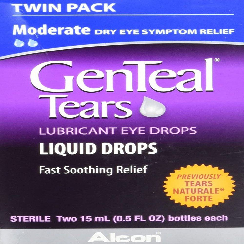 Genteal Tears Lubricant Eye Drops Liquid Fast Soothing Relief Twin Pack 0.5Oz, 6-Pack