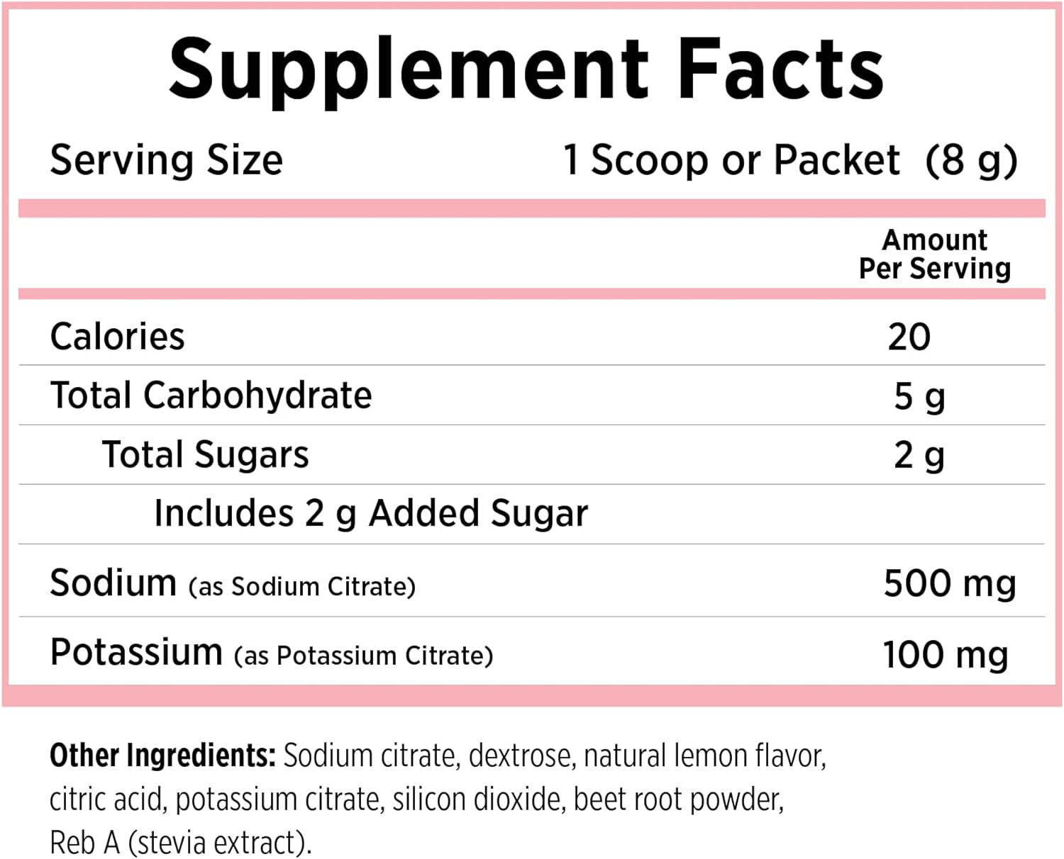 Vitassium Drinkmix - Ready-To-Mix Electrolyte Powder for POTS Syndrome Support (500Mg Sodium & 100Mg Potassium) - Vegan, Gluten & Allergen Free - Pink Lemonade - 35 Servings per Tub