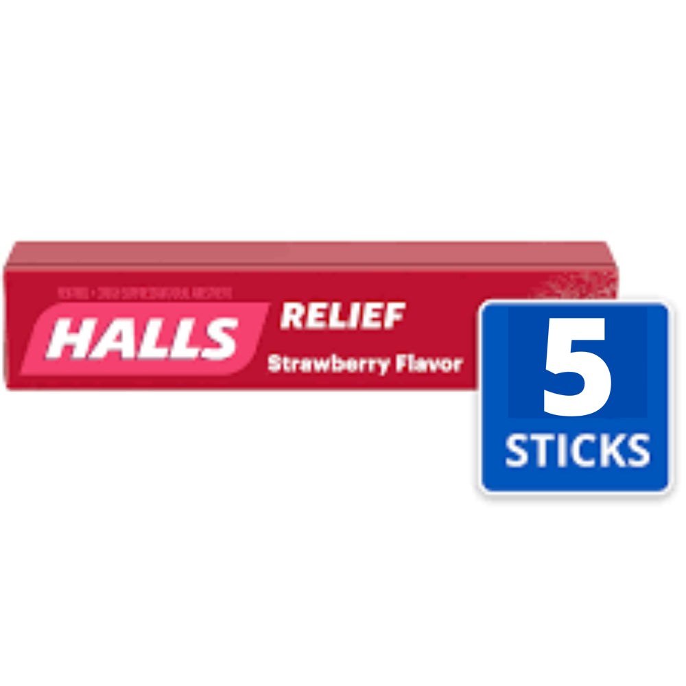 HALLS Relief Strawberry Menthol Flavor, 20 Packs of 9 Drops (180 Total Drops)