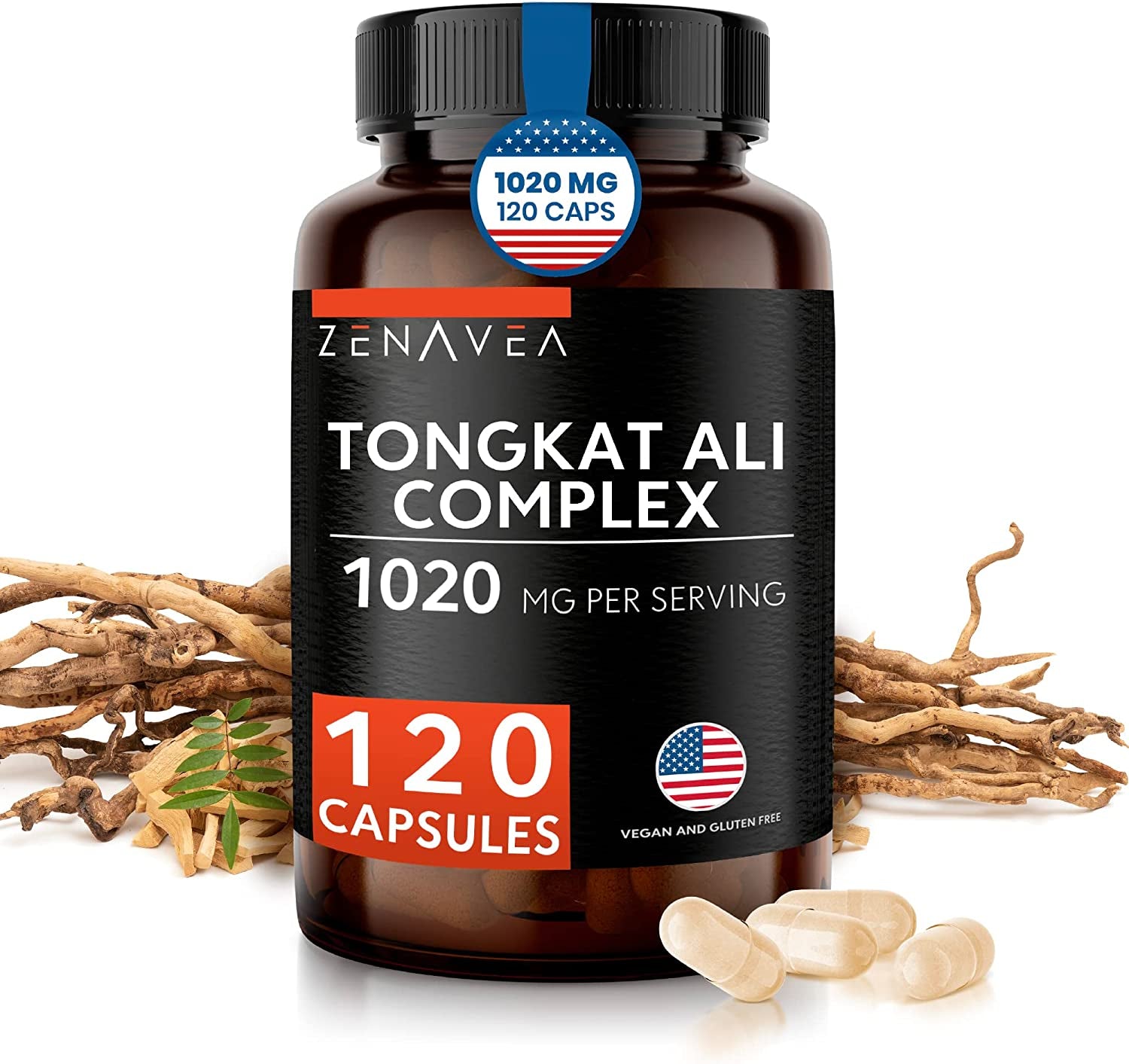 Zenavea Tongkat Ali for Men Longjack Tongkat-Ali, 1000 Mg per Serving (200:1) - Eurycoma Longifolia Boosts Energy Levels - 120 Capsules