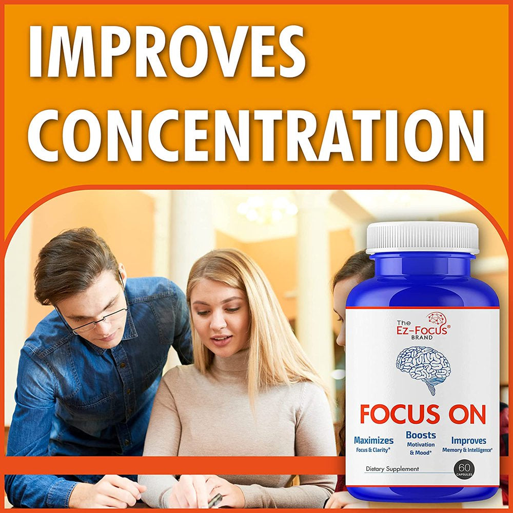 Focus on Brain Booster Supplement for Focus, Memory, Clarity, Energy, Brain Health Supplements for Adults & Seniors, Brain Supplement Memory Vitamins, Brain Boost Pills for Men, Women-60 Caps